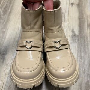 Zara Kids Tan Boots with Heart Detail